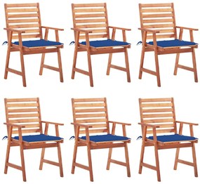 Cadeiras de jantar p/ jardim 6 pcs c/ almofadões acácia maciça