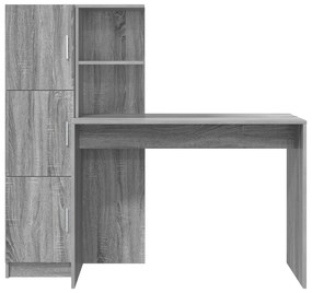 Escrivaninha com Armazenamento Cinza Sonoma Madeira Derivada