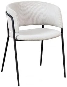 Pacote De 2 Cadeiras De Jantar Estofadas Nalon Negro & Bombazina Beige Creme & Bombazina - Sklum