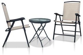 vidaXL Conjunto bistrô 3 pcs aço cor creme