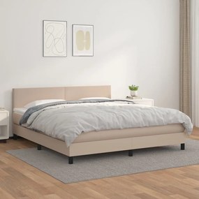 vidaXL Cama com molas/colchão 180x200 cm couro artificial cappuccino