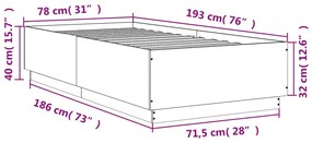 Estrutura de cama 75x190 cm derivados de madeira preto