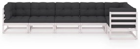 6 pcs conjunto lounge de jardim com almofadões pinho maciço