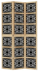 Biombo c/ 3 painéis madeira de paulownia maciça castanho/preto