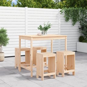 vidaXL 5 pcs conjunto de bar para jardim pinho maciço