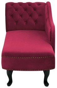 Chaise-longue à esquerda em veludo vermelho escuro NIMES Beliani
