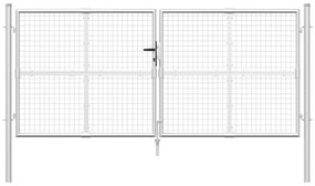 Portão de rede para jardim 300x175 cm aço galvanizado prateado