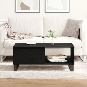 Mesa de centro vidaXL Preto Carvalho 90x50x36,5 cm Madeira engenheirad