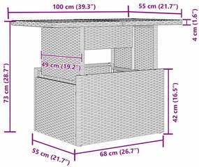 Conjunto de Jantar de Jardim com 9 Peças e Almofadas em Rattan Sintéti