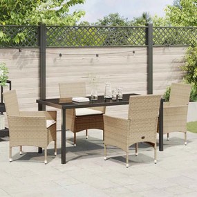 Conjunto de Jantar de Jardim com 5 Peças e Almofadas Beijinho em Ratta