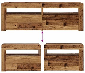 Mesas cabeceira c/ LEDs 2 pcs 60x35x40 cm carvalho artesanal