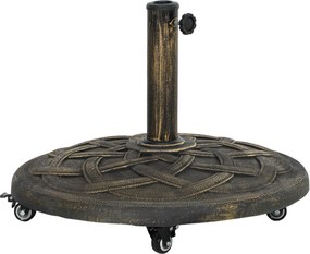 Outsunny Base para Guarda-sol em Resina de 20 kg Redonda com Rodas e Travões, Bronze | Aosom Portugal
