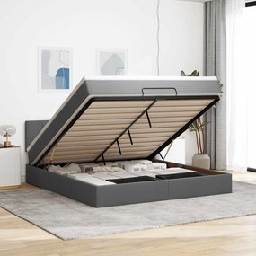 Estrutura de cama otomana com colchão 180x200cm cinzento escuro