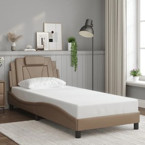 vidaXL Estrutura cama c/ cabeceira couro artif. 90x190 cm cappuccino