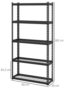 HOMCOM Estante de Metal com 5 Níveis Estante de Armazenamento Estante