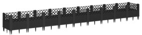 Vaso/floreira de jardim c/ estacas 363,5x43,5x43,5 cm PP preto