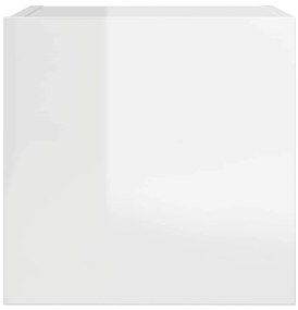 Armário de parede para TV 30,5x30x30 cm branco brilhante
