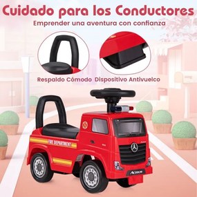 Andarilho em forma Camião de bombeiros com licença Mercedes Benz para crianças dos 2 aos 6 anos de idade Volante com buzina musical Mercedes Benz e ar