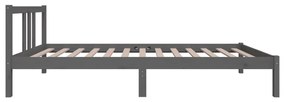 Estrutura de cama 90x200 cm madeira maciça cinzento