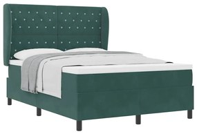 Cama Box com Colchão, Verde Escuro, 140x190 cm, Veludo