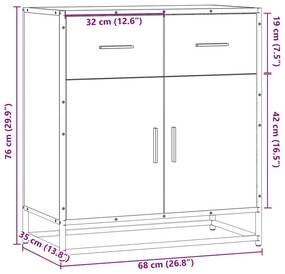 Aparador 68x35x76 cm deriv. de madeira cinzento sonoma