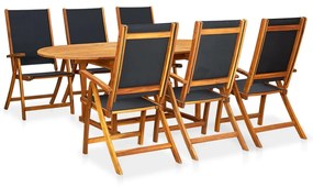 vidaXL 7 pcs conjunto de jantar de exterior madeira acácia maciça