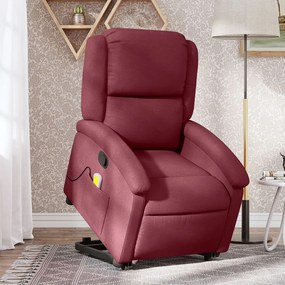 Poltrona de massagens reclin. elevatória tecido vermelho tinto