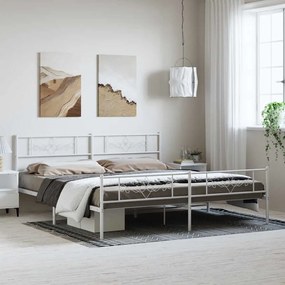 Estrutura de cama com cabeceira e pés 193x203 cm metal branco