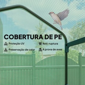 Estufa de Exterior com 4 Prateleiras e Rodas Porta Enrolável Estrutura em Aço e Cobertura de PE 140g/㎡ Anti-UV 69x50x165 cm Verde