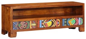 Móvel de TV multicor 110x30x40 cm madeira de acácia maciça