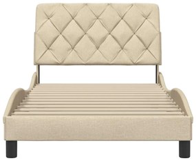 Estrutura de cama sem colchão 100x200 cm tecido cor creme