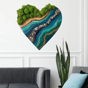 Autocolante Coração de musgo – Rios epóxi turquesa