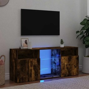 Móvel de TV com luzes LED 120x30x50 cm carvalho fumado