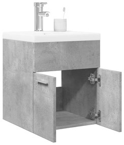 2 pcs conj. móveis casa banho derivados madeira cinza cimento