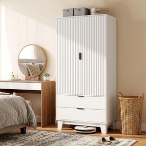 Roupeiro de Quarto, 80 x 50 x 180 cm, Fecho Suave, Branco