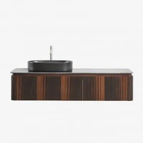 Conjunto De Móveis De Banheiro Em Madeira Lavena Madeira Escura & Oval Aço Inoxidável ↔︎60 Cm - Sklum