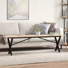 Mesa de centro estrutura em X 160x40x45cm pinho e aço