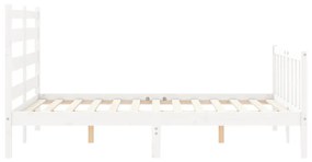 Estrutura de cama com cabeceira 140x190cm madeira maciça branco