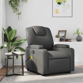 Poltrona de massagens reclinável couro artificial cinzento
