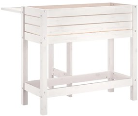 Floreira de jardim com tampo dobrável pinho maciço branco