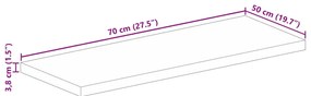 Tampo de mesa retangular 70x50x3,8 cm mangueira áspera maciça
