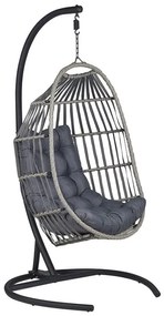 Cadeira suspensa e suporte em rattan cinzento escuro SESIA Beliani