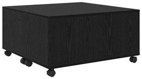 Mesa de centro com roda com armazenamento Carvalho preto 75 x 75 x 38