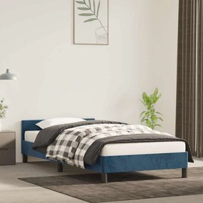 Estrutura de cama sem colchão 100x200 cm veludo azul-escuro