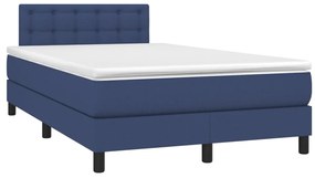 Cama box spring c/ colchão e LED 120x200 cm tecido azul