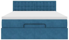 Estrutura de cama otomana com colchão 140x190cm azul escuro
