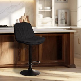 Banco de bar em tecido com estrutura preta 92-113 x 46 x 54 cm preto