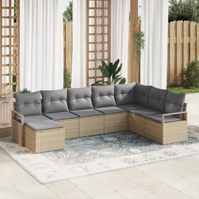 Conjunto de Sofá de Jardim vidaXL de 8 Peças com Almofadas em Rattan P