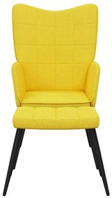 Cadeira de descanso com banco tecido amarelo mostarda