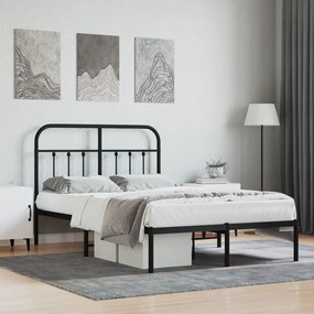Estrutura de cama com cabeceira 120x200 cm metal preto